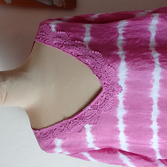 Catherines Tie Dye Poncho Style Plus Size Blouse - Picture 2 of 7